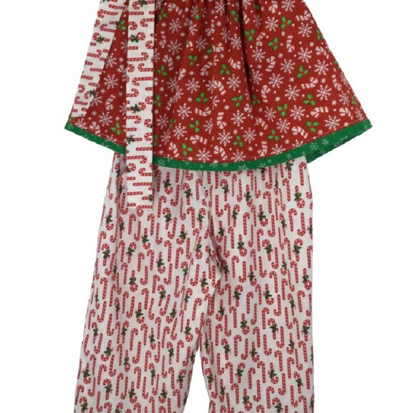 Christmas Outfit Toddler 3T, Pillowcase Top & Candy Cane Pants, Holiday Pant Set - Picture 5 of 6